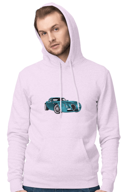 Чоловіче худі з принтом "Авто.7". Авто, блакитний, графіка, ретро авто, фото. 2070702