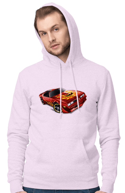 Чоловіче худі з принтом "Машина червона, швидкісна". Їзда, колеса, машина, швидкість. 2070702
