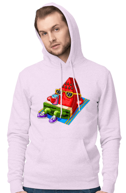 Men`s hoodie with prints Watermelon Drinks Cocktail. Cocktail, summer, watermelon. 2070702