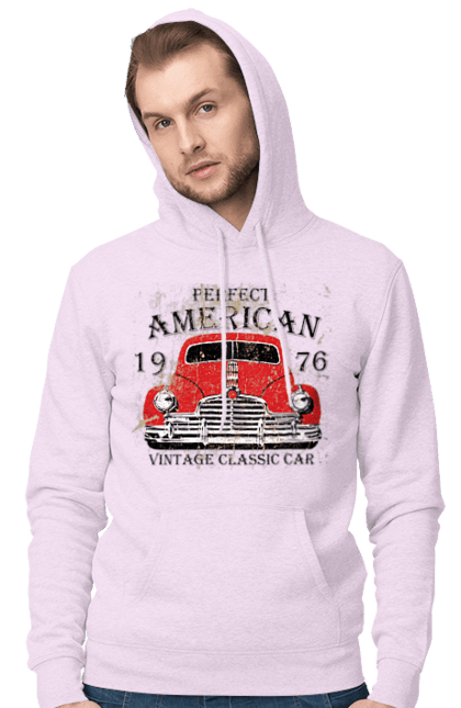 Чоловіче худі з принтом "Машина вінтаж, 1976". 1976, вінтаж, машина. 2070702