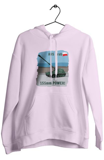 Men`s hoodie with prints 155mm Power! AHS Krab olive. Ahs krab, artillery, crab, howitzer, poland, self propelled. 2070702