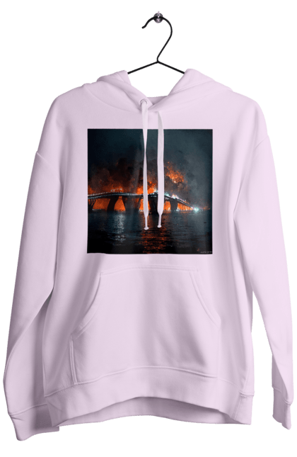Чоловіче худі з принтом "Кримський мост горить". Армія росії, армія україни, годить, зсу, крим, мост, удар, удар зсу. 2070702
