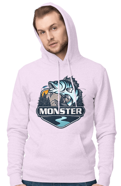 Чоловіче худі з принтом "Рибалка". Монстер, рибак, рибалка, хоббі. 2070702