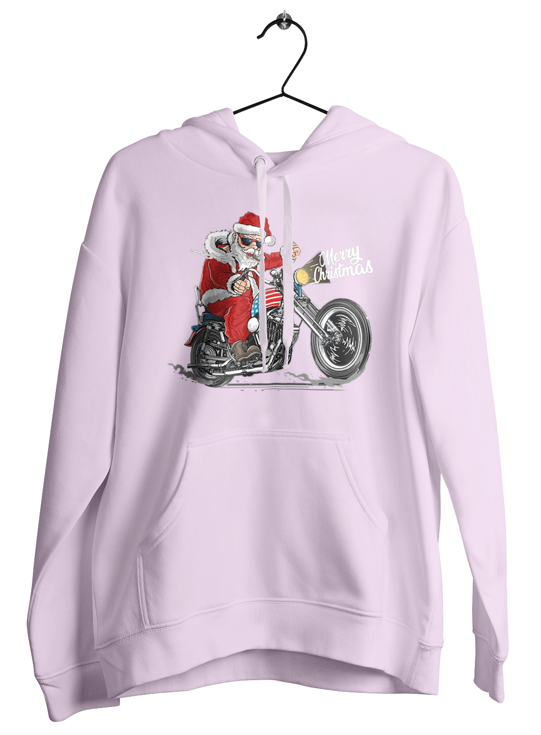 Санта в окулярах на мотоциклі