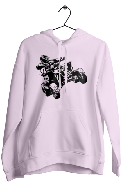 Men`s hoodie with prints Man On Atv Black. Atv, extreme, race. 2070702