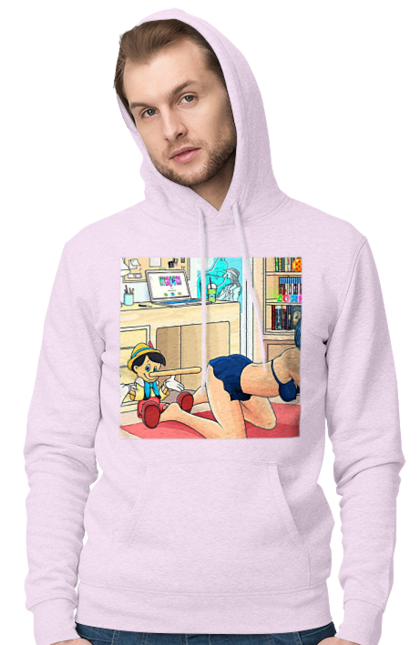 Чоловіче худі з принтом "Буратіно У Дорослій Казці". Бетмен, буратіно, гола, поцілунок, прикол. 2070702