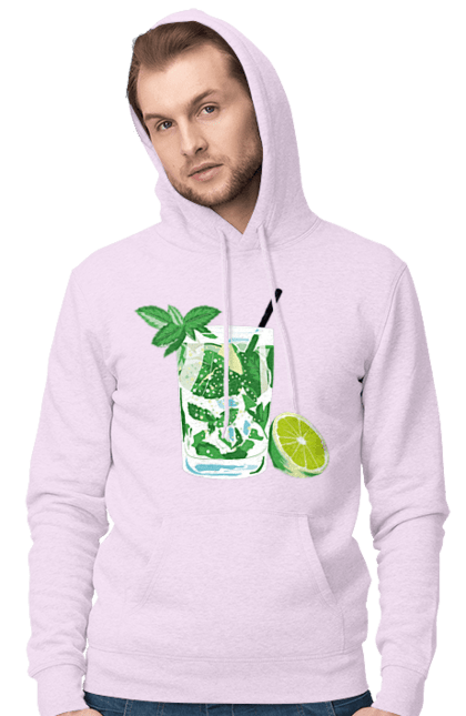Men`s hoodie with prints Mojito And Lemon Drink. Drink, lemon, mojito. 2070702