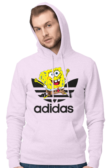 Мужское худи с принтом Adidas Губка Боб. Adidas, spongebob, адидас, баскетбол, губка боб, мультик, мультсериал, мяч, спанч боб, спорт. 2070702