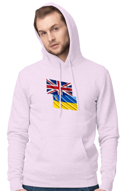 Men`s hoodie with prints Flag United Kingdom, Flag Ukraine, Support Ukraine. Flag united, flag united kingdom, global peace, great britain, kiev, national colors, national team, peace for ukraine, proud grandpa, support ukraine, ukraine, ukraine flag, ukraine war, united kingdom, war, zelensky. 2070702