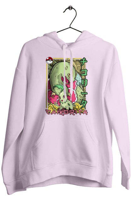 Men's hoodie with prints Pokemon Chikorita. Anime, chikorita, games, nintendo, pokemon, pokemon go. 2070702