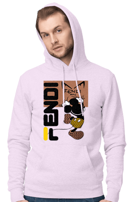 Мужское худи с принтом Fendi Микки Маус. Fendi, mickey mouse, бренд, дом моды, италия, люкс, микки маус, мода, сумка, фенди. 2070702