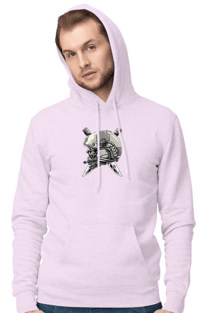 Чоловіче худі з принтом "Череп пілота". Військовий, захисник, ніж, пілот, череп, шолом. 2070702