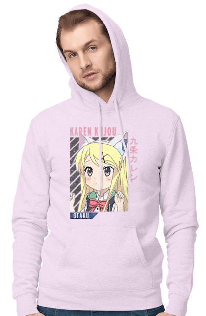 Men's hoodie with prints Kiniro Mosaic Karen Kujo. Anime, gold mosaic, karen, karen kujo, kiniro mosaic, kinmoza, manga. 2070702