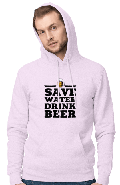 Чоловіче худі з принтом "Бережи воду, пий пиво (чорна)". 18+, алкоголь, бар, гумор, любителям писа, меми, пиво, приколи, текст, чоловікам. 2070702