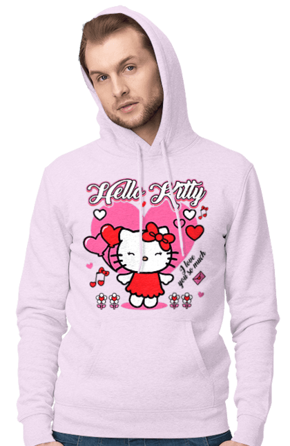 Мужское худи с принтом Хелло Китти. Hello kitty, бренд, кот, котенок, персонаж, хелло китти. 2070702