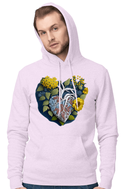 Чоловіче худі з принтом "Серце квіти". Люблю україну, перемога україни, серце, символи україни, соняшник, традиції україни, україна. 2070702