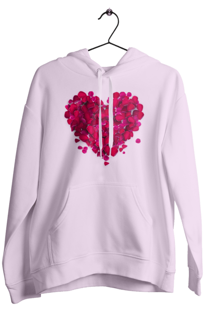 Men`s hoodie with prints Heart From Rose Petals. Petals, rose flower. 2070702