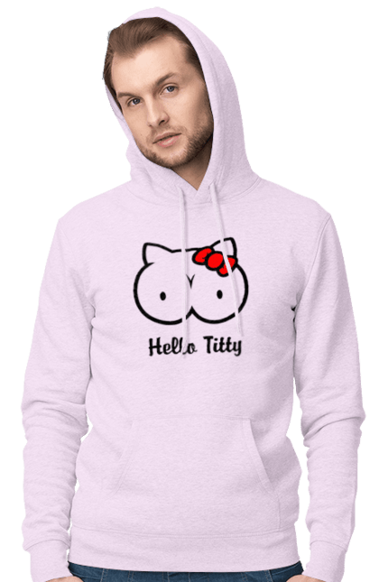 Men`s hoodie with prints Hello kitty. Beauty, hello, hello kitty, kitty, matured. 2070702