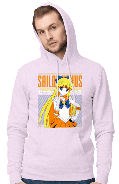 Men's hoodie with prints Sailor Venus. Anime, drama, magical girl, minako aino, sailor moon, sailor venus, tv series. 2070702