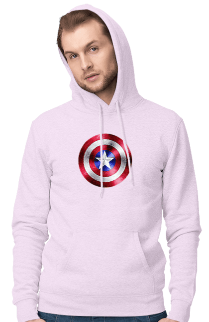 Чоловіче худі з принтом "Щит". Капітан америка, комікси, марвел, месники, мультики, супергерої. 2070702