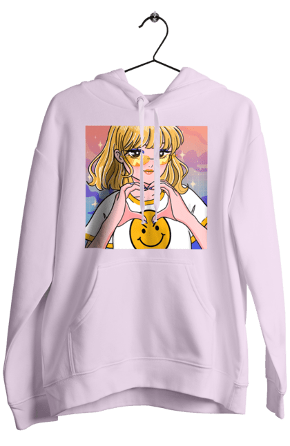 Чоловіче худі з принтом "Жовта Дівчинка". Аніме, дівчинка, смайл. 2070702