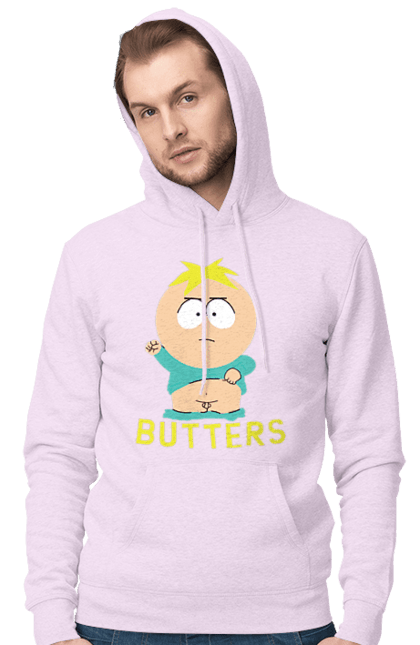 Мужское худи с принтом Южный Парк Баттерс. Butters, south park, баттерс, мультфильм, южный парк. 2070702