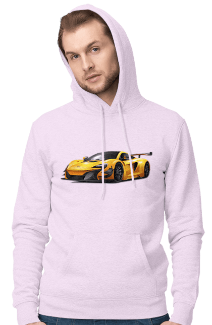 Men`s hoodie with prints Sports car. Car, sport, sports car, yellow car, yellow sports car. 2070702