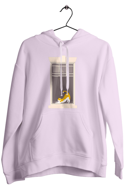 Чоловіче худі з принтом "Кіт В Вікні". Вікно, кіт, потягушки, рудий. 2070702