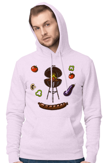 Men`s hoodie with prints Barbecue Sausage. Barbecue, fry, grill, sausage. 2070702