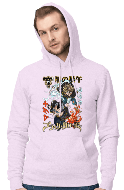 Men's hoodie with prints Black Clover Magna Swing and Luck Voltia. Anime, black clover, luck voltia, magna swing, manga, wizard king. 2070702