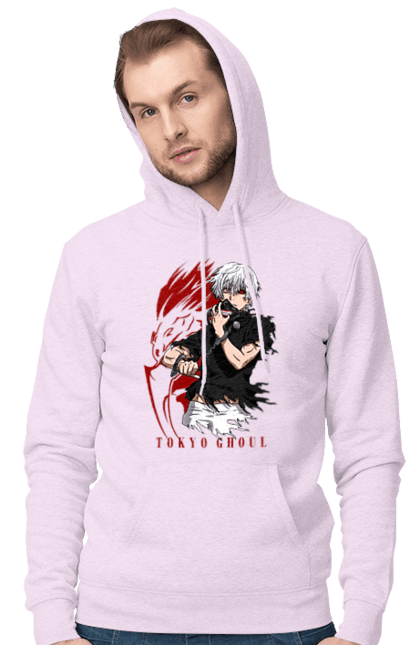 Men's hoodie with prints Tokyo ghoul. Anime, drama, fiction, horror, kaneki ken, manga, tokyo ghoul. 2070702