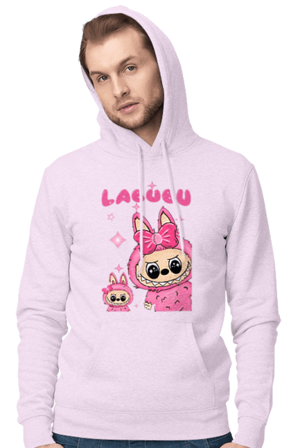 Чоловіче худі з принтом "Лабубу". Іграшка лабубу, лабубу, лабубу кока кола, мерч лабубу, мила, рожева лабубу, смішна лабубу. 2070702