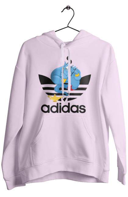 Мужское худи с принтом Adidas Джинни. Adidas, aladdin, genie, адидас, аладдин, джинни, мультфильм, персонаж. 2070702