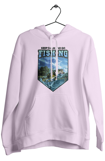 Чоловіче худі з принтом "Keep Calm and Go Fishing". Відпочинок на природі, для рибалок, для чоловіків, мисливці та риболови, природа, рибалка, риболовля, спінінг, хоббі. 2070702