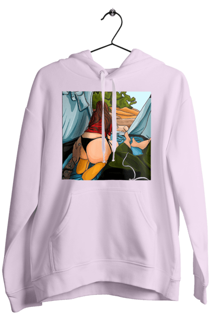 Чоловіче худі з принтом "Відпочинок З Улюбленою У Палатці". Відпочинок, жопа, палатка, собака. 2070702