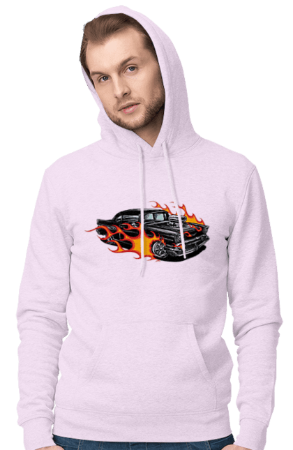 Чоловіче худі з принтом "Машина Вогонь". Автомобіль, вогонь, машина. 2070702