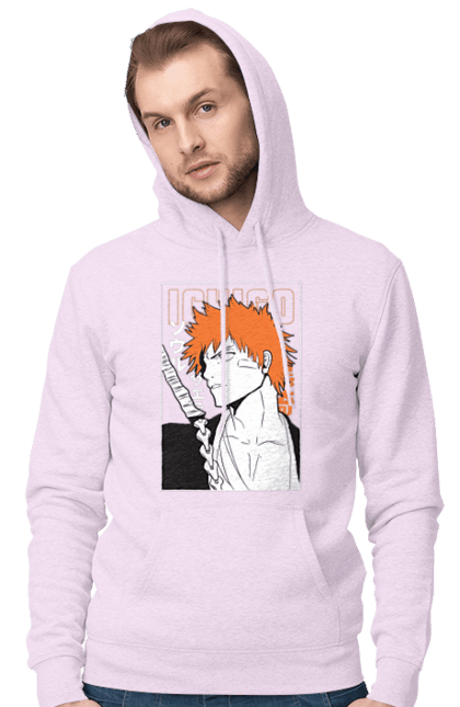 Мужское худи с принтом Блич Ичиго Куросаки. Anime, bleach, ichigo kurosaki, manga, аниме, блич, ичиго, ичиго куросаки, манга. 2070702