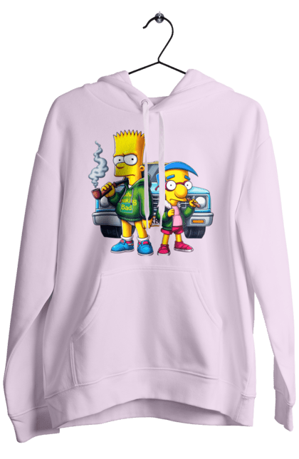 Men's hoodie with prints Bart Breaking Bad. Bart, breaking bad, cartoon, character, laboratory, milhouse, serial, simpson, simpsons. 2070702