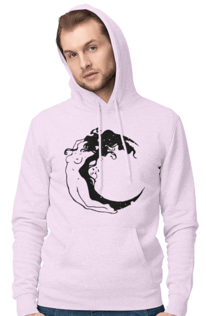 Чоловіче худі з принтом "Дівчина місяць". Дівчина, зірки, космічне, космос, місяць. 2070702