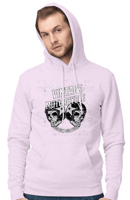 Чоловіче худі з принтом "мото вантажу". Вінтаж, мото, череп, шолом. 2070702