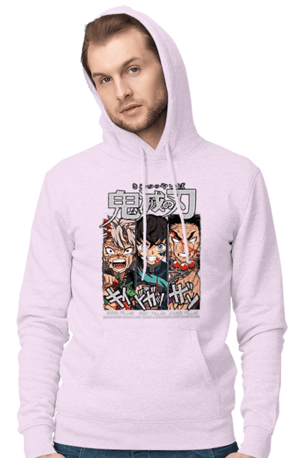 Men's hoodie with prints Demon Slayer Sanemi Muichiro Gyomei. Anime, demon slayer, gyomei, himejima, kimetsu no yaiba, manga, muichiro, sanemi. 2070702