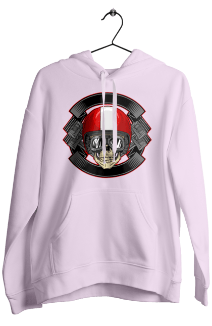 Men`s hoodie with prints skull motorcyclist. Helmet, motorcyclist \, skull. 2070702