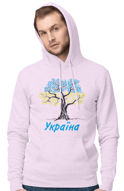 Men`s hoodie with prints Blue yellow tree Ukraine. Blue yellow tree, symbol of ukraine, ukraine, ukrainian symbols, ukrainian tree. 2070702