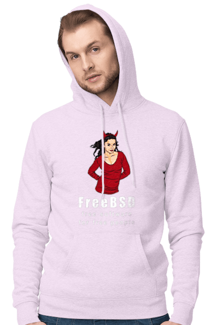 Чоловіче худі з принтом "Freebsd Для Вільних". Bsd, freebsd, unix, адміністратор, айті, айтішник, безкоштовна, безкоштовно, бестія, білий, вільна, демон, демонесса, доступність, незалежність, операційна система, ос, програміст, програмне забезпечення, свобода, сисадмін, система, системний адміністратор, софт, текст, червоний. 2070702