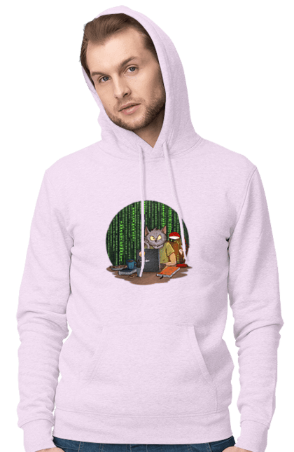 Чоловіче худі з принтом "Кіт програміст". Angular, c, css, html, it, javascript, jquery, php, python, react, svelt, vue, айтишник, айті, гумор, код, кодувати, прогер, програміст, програмісти, ти ж, ти ж програміст, тиж програміст. 2070702