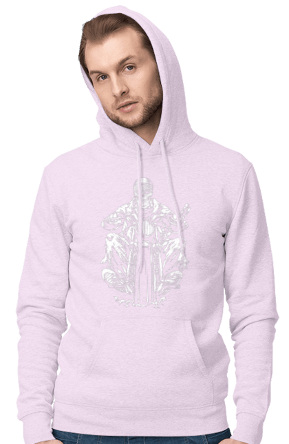 Men`s hoodie with prints Skull on a motorcycle. Biker, motorcycle, skeleton, skull. 2070702