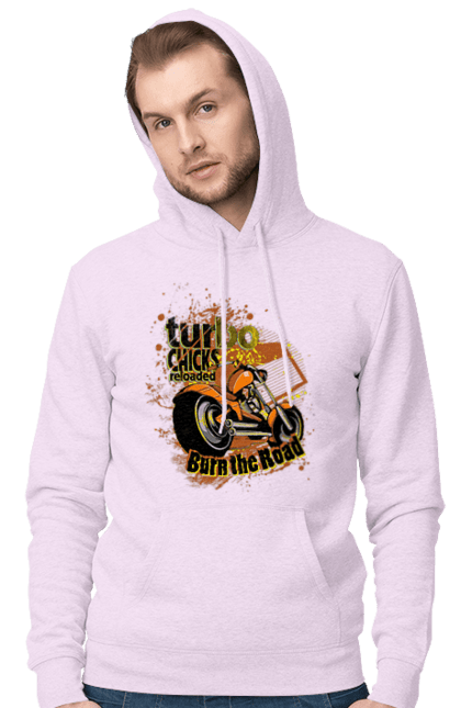 Men`s hoodie with prints Turbo Moped. Moped, riding, speed. 2070702