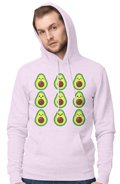 Men`s hoodie with prints Avocado Mood. Avocado, emotion, food. 2070702