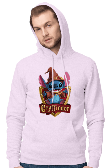 Мужское худи с принтом Стич Гриффиндор. Gryffindor, harry potter, hogwarts, stich, гарри поттер, гриффиндор, стич, факультет, франшиза, хогвартс. 2070702