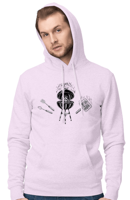 Men`s hoodie with prints Barbecue Fry Meat. B-b-q, fry, meat. 2070702
